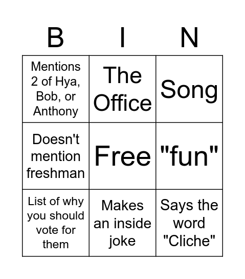 instant outs: Bingo Card