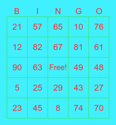 Prabhansh's birthday Bingo Card