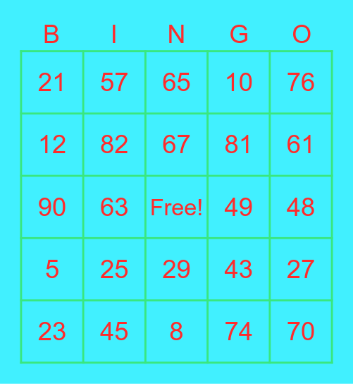 Prabhansh's birthday Bingo Card