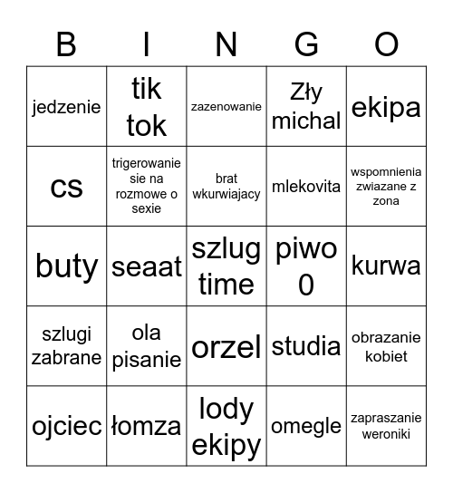 michal Bingo Card