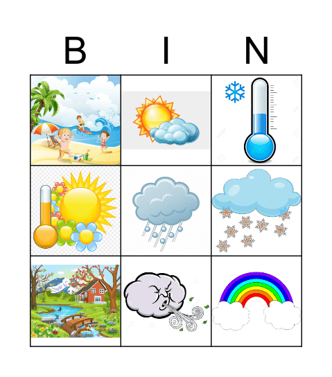 Seasons and Weather Bingo Card