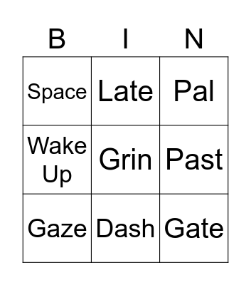 Vocabulary Bingo Card