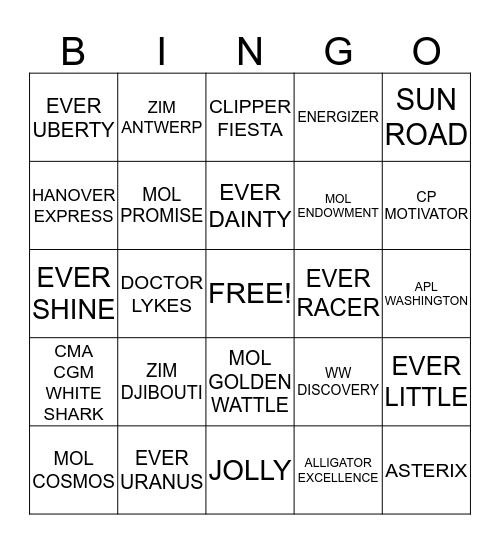 VESSEL BINGO FOR THE MOST AWESOME PEOPLE Bingo Card