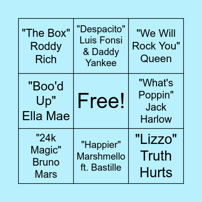 Music Bingo Card