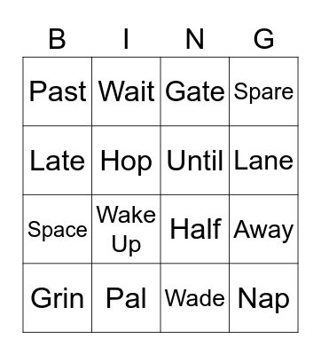 Vocabulary Bingo Card