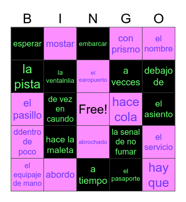 avion bingo Card