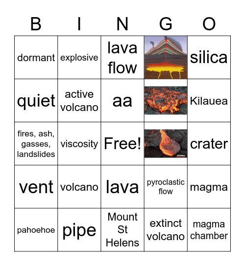 3-2 Volcanic Eruption Vocabulary Bingo Card