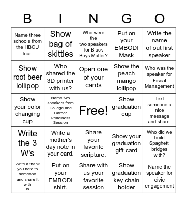 EMBODI BINGO Card