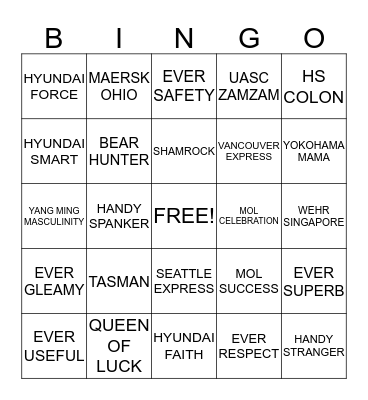 VESSEL BINGO FOR THE MOST AWESOME PEOPLE Bingo Card