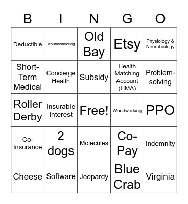 Susan's Health & Life Insurance Bingo Card