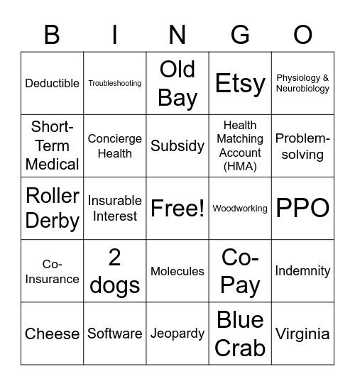 Susan's Health & Life Insurance Bingo Card