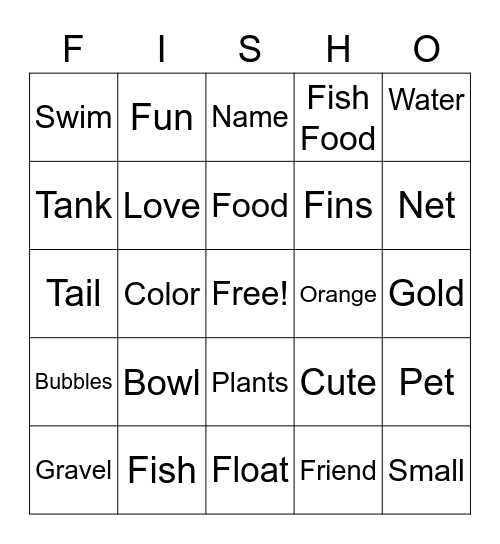 Goldfish Bingo Card