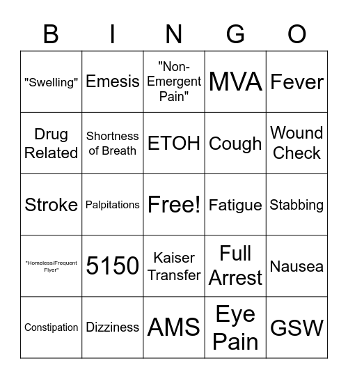 AMR Bingo Card