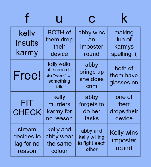 abby stream bingo Card