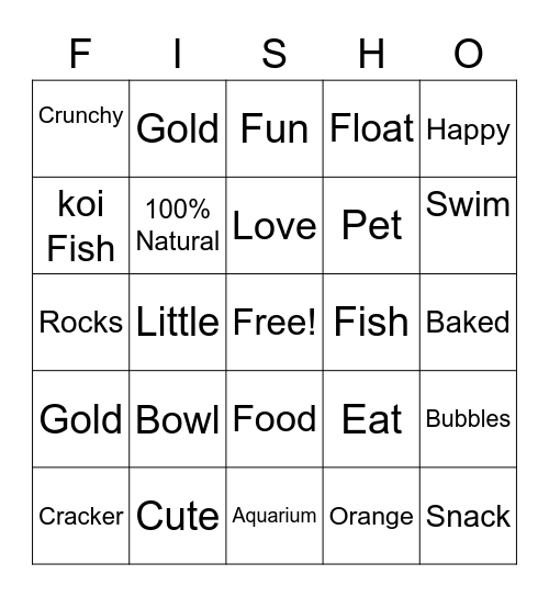 Goldfish Bing Bingo Card