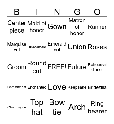 Bridal Shower Bingo Card