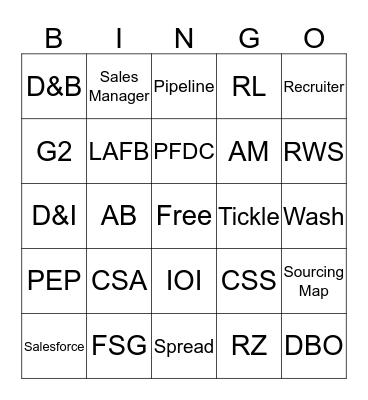 Aerotek Lingo Bingo Card