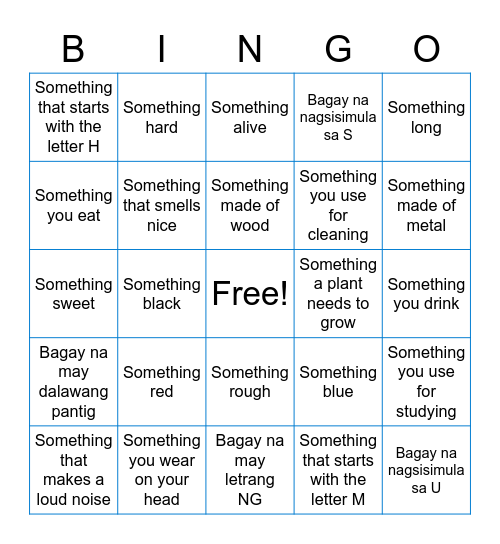 Scavenger Hunt Bingo Card