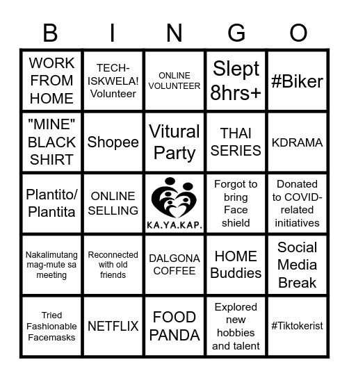 KAYAKAP COVID-RESPONSE BINGO Card