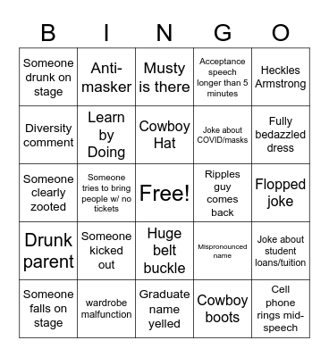 Poly 2021 Graduation Bingo Card