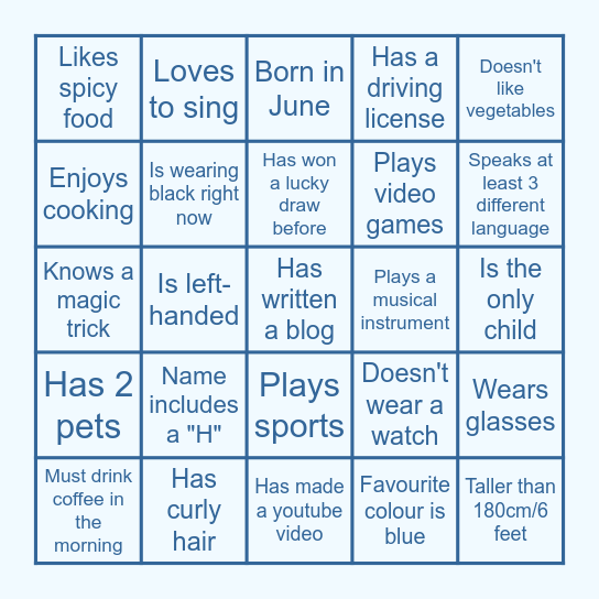 HHHc Introduction Bingo Card