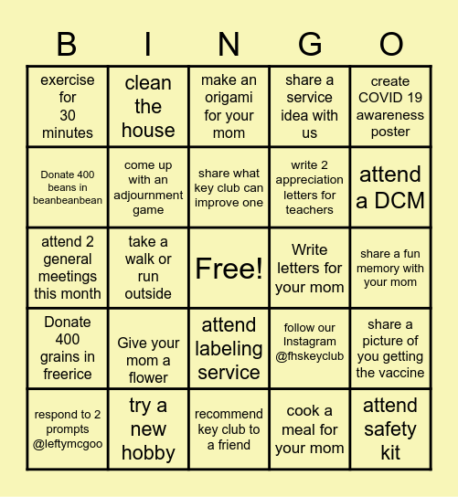 MAY BINGO Card