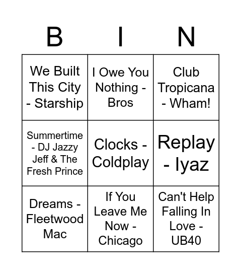 May RnR Bingo Card