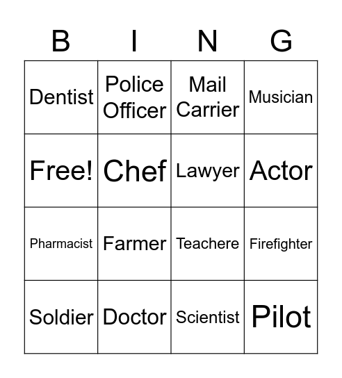 JOB BINGO! Bingo Card