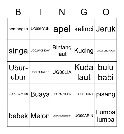 Belongs to Jihan 🐰 Bingo Card