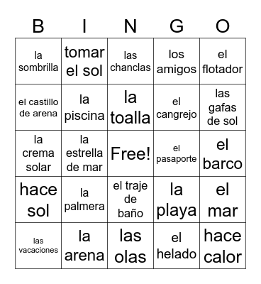 El Verano Bingo Card