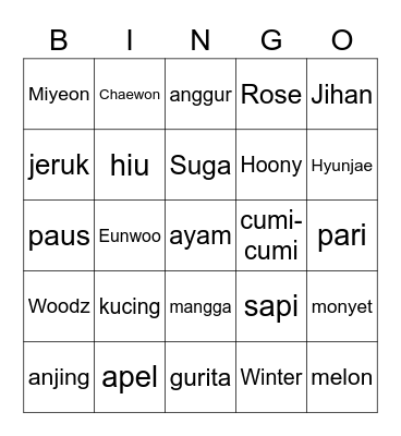 UG00CHAEWON Bingo Card