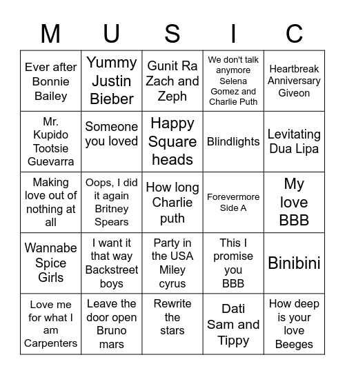 Do you hear what I hear! Bingo Card