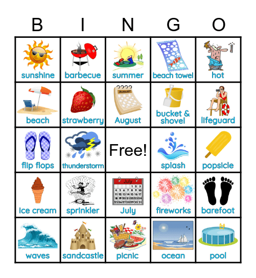 Summer Fun Bingo Card