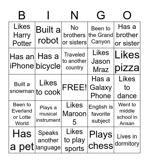 Untitled Bingo Card