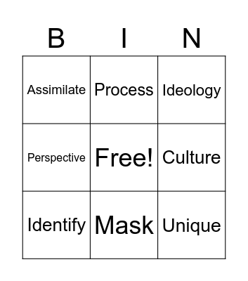 Identity Bingo Card