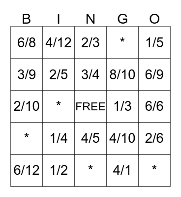 Equivalent Fraction Bingo Card