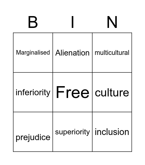 Bingo English Bingo Card