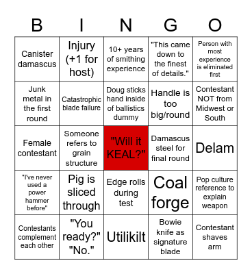 Forged in Fire Bingo/Drinking Game Bingo Card