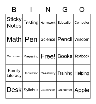 Teacher Appreciation Bingo Card