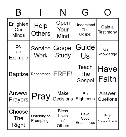 How Does The Holy Ghost Help Me? Bingo Card