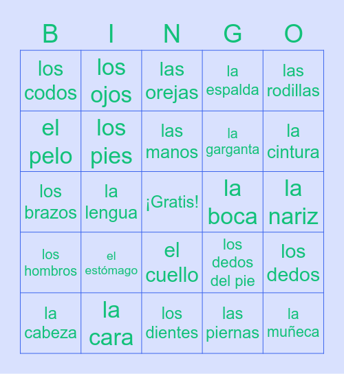 El Cuerpo Bingo Card