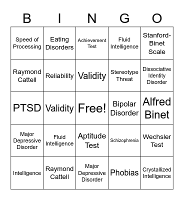Unit 11 & 12 Bingo Card