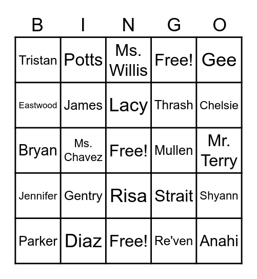 Name The TPS Staff Member Bingo Card