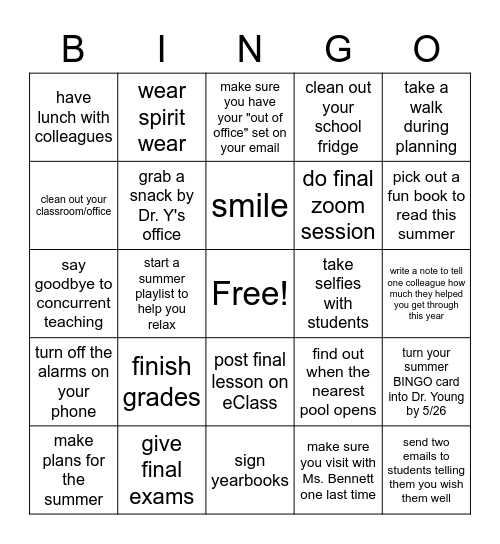 Let's Get Ready to SUMMER! Bingo Card