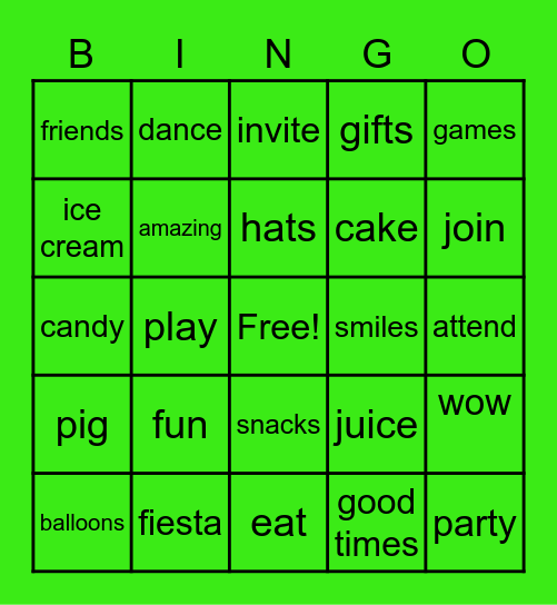 Party! Bingo Card