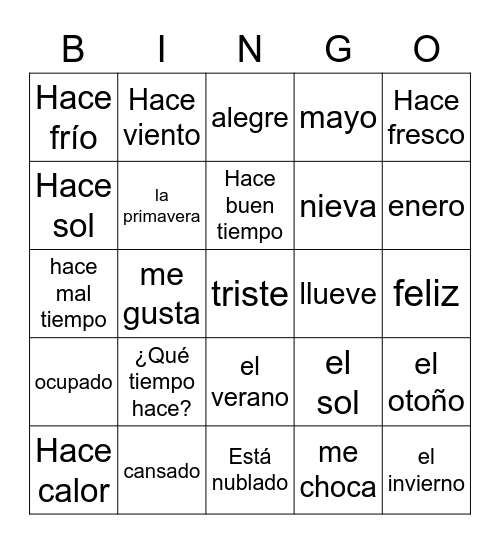 UNIDAD 3 ETAPA 3 VOCABULARIO Bingo Card