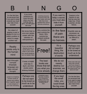 1984 Bingo Card
