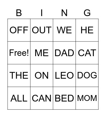 OWEN'S BINGO! Bingo Card