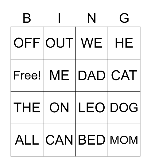 OWEN'S BINGO! Bingo Card