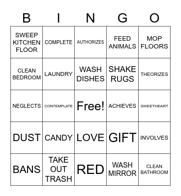 ASLdeafined.com (Chores / Verb-12 / Valentine's day) Bingo Card